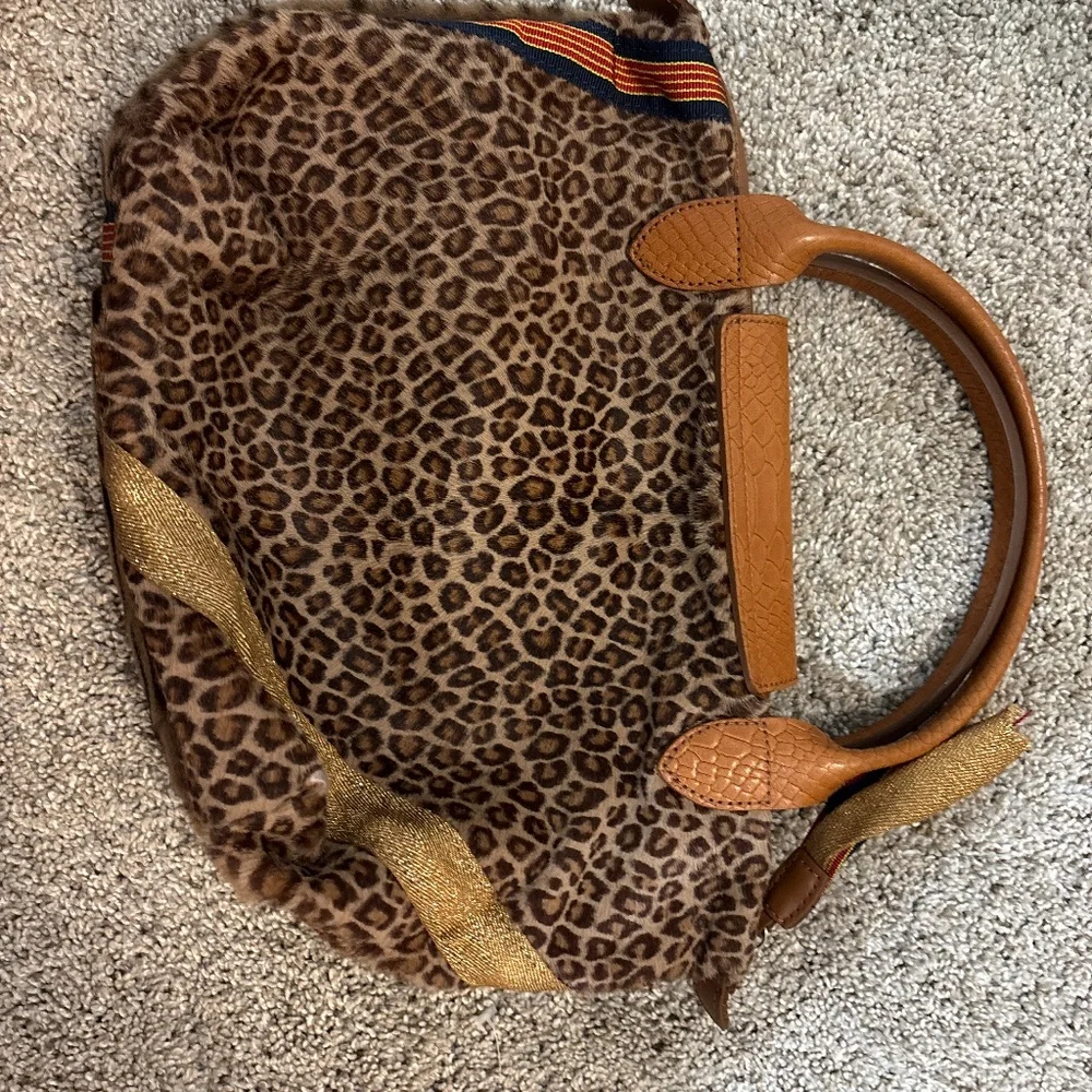 Longchamp Limited Edition Le Pliage Dyed Fur Tote Bag Fur Leather Nylon - Picture 2 of 4